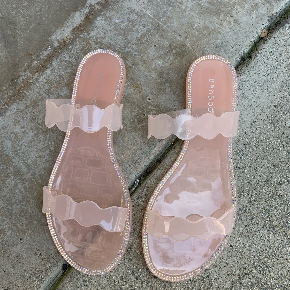 Blush Rhinestones Jelly Sandals - Picture 2 of 4